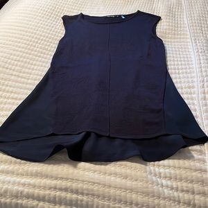 Navy mixed material top- so cute!  Can dress it up or wear with jeans